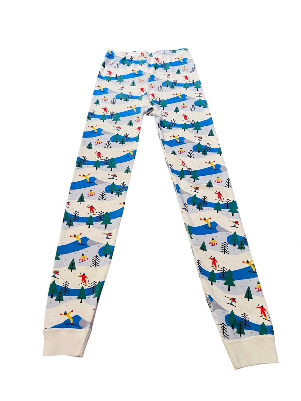 Hanna Andersson White and Blue Ski Print Kids Pajama Set Size 14